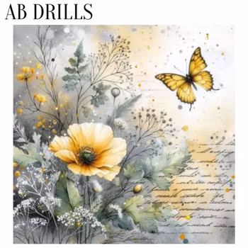 Diamanttavla AB Drills Yellow Butterfly 40x40 - Leverans vecka 13-14