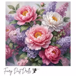 Diamanttavla Fairy Dust Drills Pionbukett 40x40 - Leverans vecka 13-14