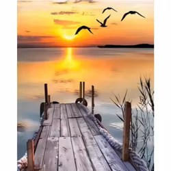 Diamanttavla Brygga I Solnedgång 40x50 - Leverans vecka 13-14