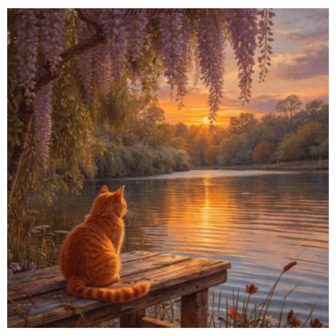 Diamanttavla Katt På Brygga 40x40 - Leverans vecka 13-14