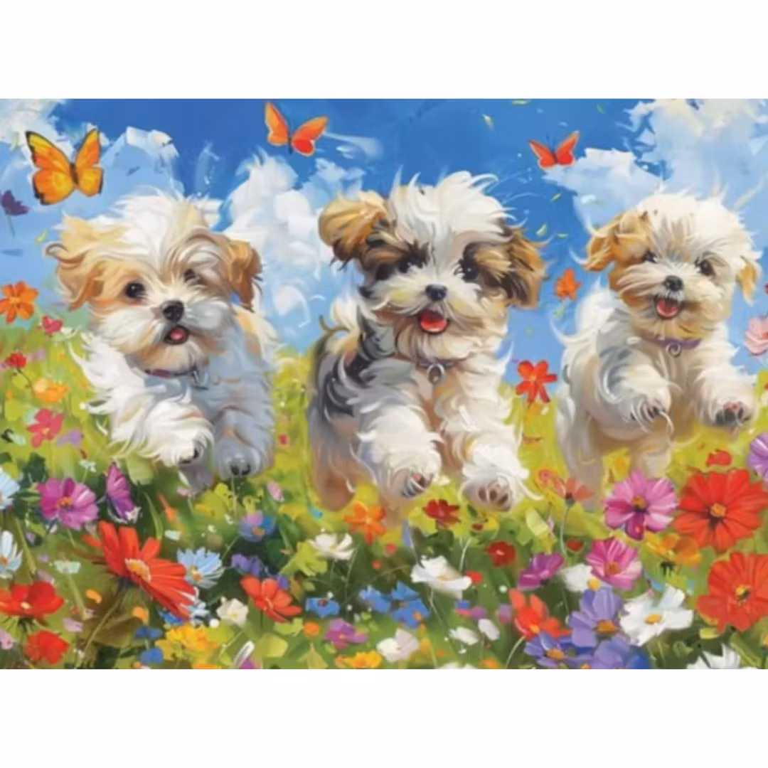 Diamanttavla Happy Dogs 40x50 - Leverans vecka 13-14