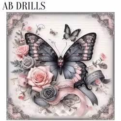 Diamanttavla AB Drills Black Butterfly 40x40 - Leverans vecka 13-14