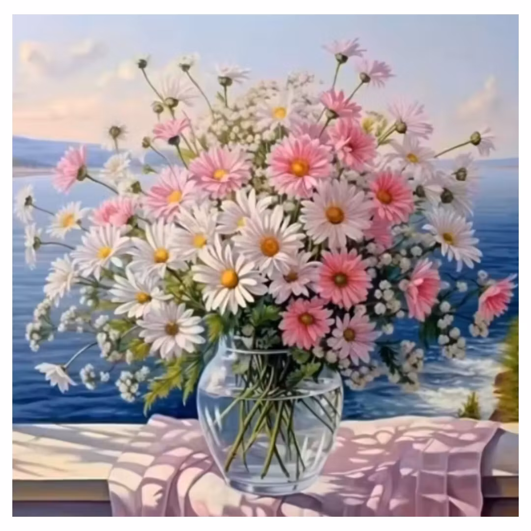 Diamanttavla Sommarbukett 40x40 - Leverans vecka 13-14