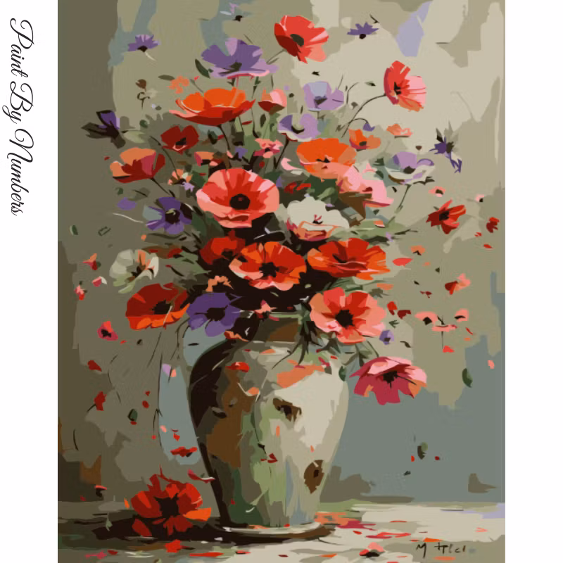 Paint By Numbers Vallmobukett 40x50 - Leverans Vecka 15