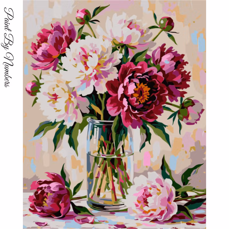 Paint By Numbers Pionbukett 40x50 - Leverans Vecka 15