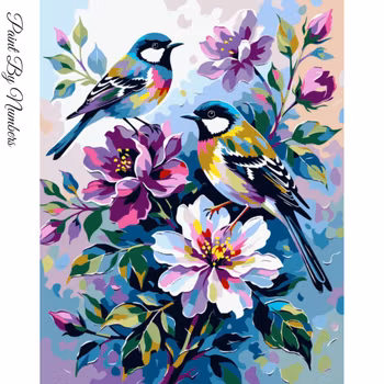 Paint By Numbers Birds Colorful Flowers 40x50