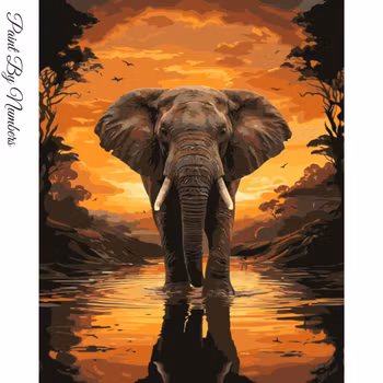 Paint By Numbers Elephant Sunset 40x50 - Leverans vecka 18