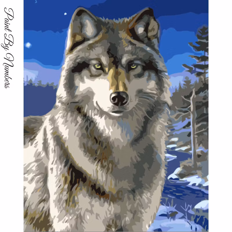 Paint By Numbers Varg Midnattsskog 40x50 - Leverans vecka 18