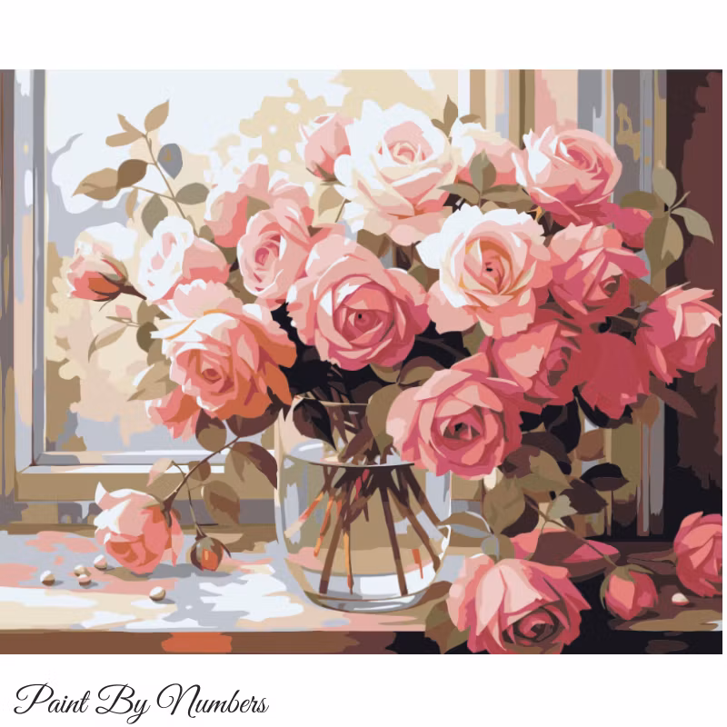 Paint By Numbers Rosor I Glasvas 40x50 - Leverans vecka 18