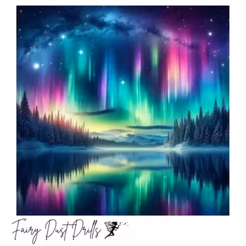 Diamanttavla Fairy Dust Drills Norrsken Spegelsjö 40x40