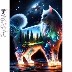 Diamanttavla Fairy Dust Drills Cat Fantacy 40x50