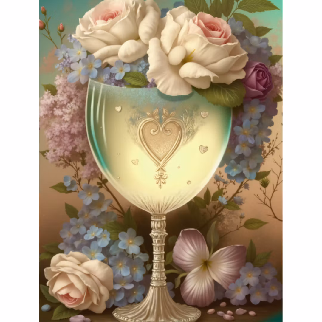 Diamanttavla Bägare Blommor 40x50