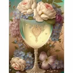 Diamanttavla Bägare Blommor 40x50