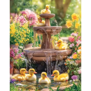 Diamanttavla Ankungar Fontän 40x50