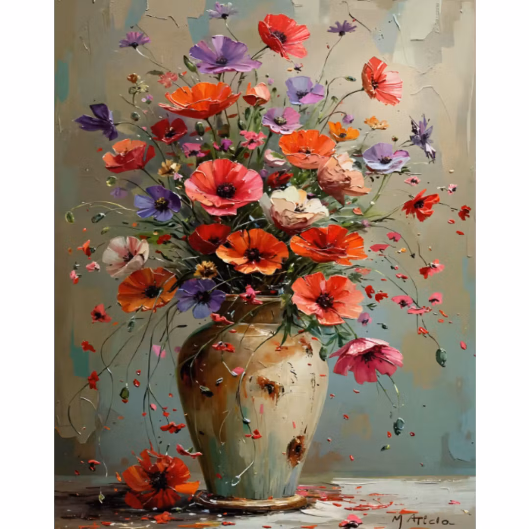 Diamanttavla Vallmobukett 40x50