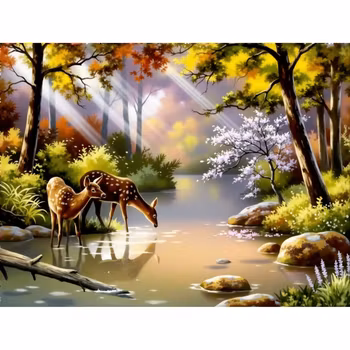 Diamanttavla Deers Morninglight 40x50