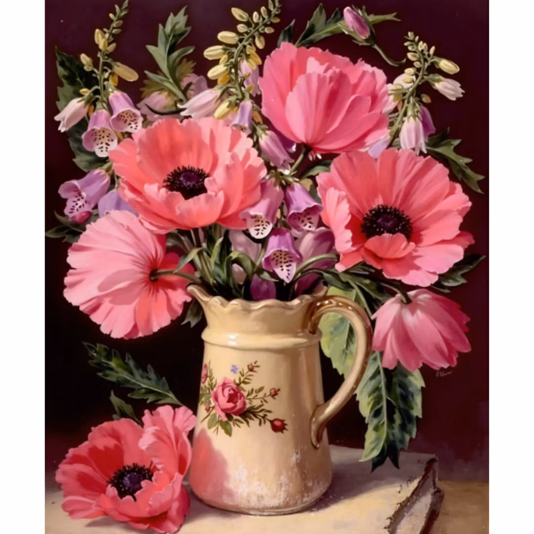 Diamanttavla Rosa Vallmo 40x50