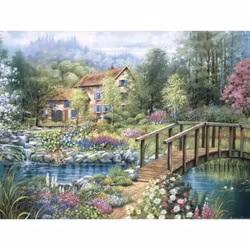 Diamanttavla Garden Flowers And Bridge 40x50 - Leveans vecka 19-20