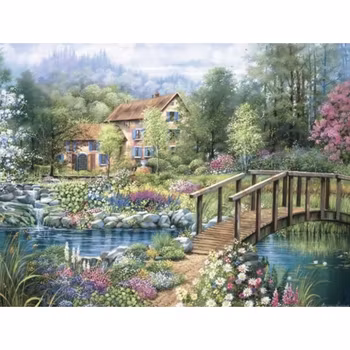 Diamanttavla Garden Flowers And Bridge 40x50 - Leveans vecka 19-20