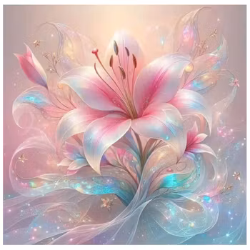 Diamanttavla Sparkling Lily 40x40 - Leverans vecka 19-20