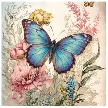 Diamanttavla Butterfly Blue 40x40 - Leverans vecka 19-20