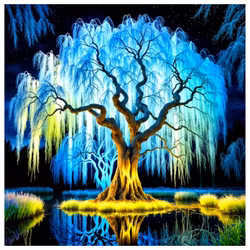 Diamanttavla Blue Tree 40x40 - Leverans vecka 19-20