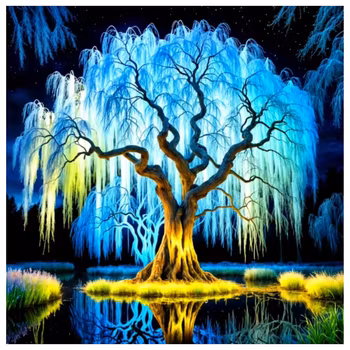 Diamanttavla Blue Tree 40x40 - Leverans vecka 19-20