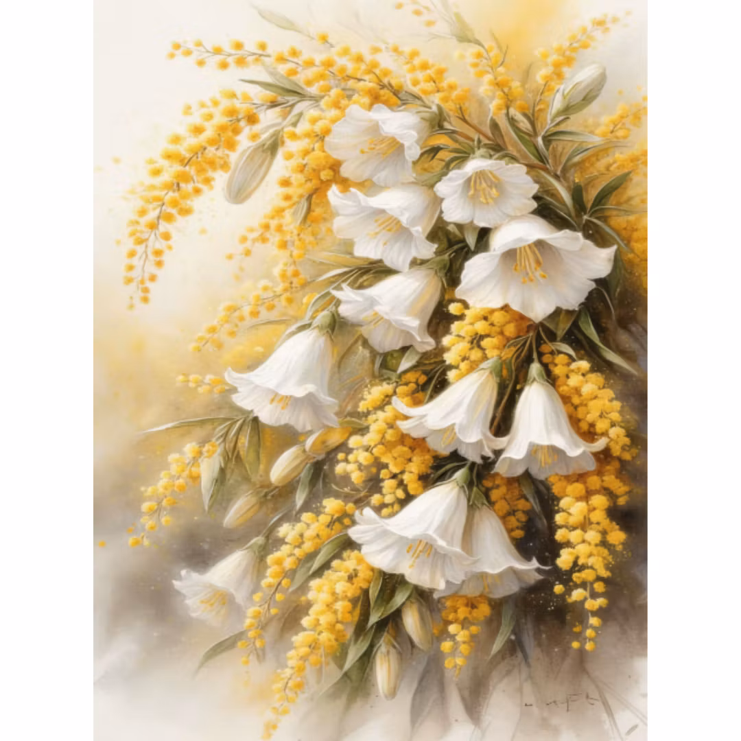 Diamanttavla Gula Och Vita Blommor 40x50 - Leveans vecka 19-20