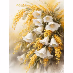 Diamanttavla Gula Och Vita Blommor 40x50 - Leveans vecka 19-20