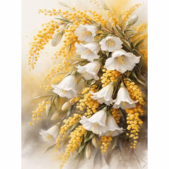 Diamanttavla Gula Och Vita Blommor 40x50 - Leveans vecka 19-20