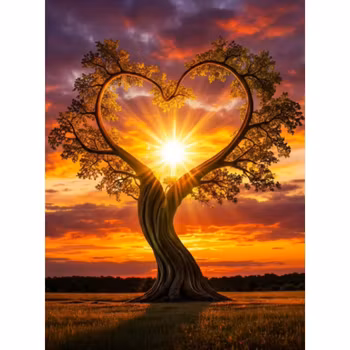 Diamanttavla Sunset Tree 40x50 - Leveans vecka 19-20