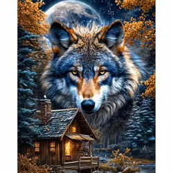 Diamanttavla Wolf Cabin 40x50 - Leveans vecka 19-20