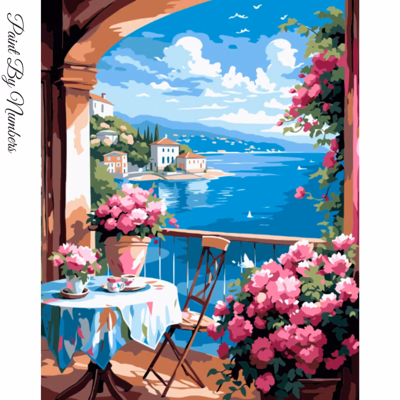 Paint By Numbers Terass Havsutsikt 40x50 - Leverans Vecka 21-22