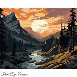 Paint By Numbers Sunset Mountainlandscape 40x50 - Leverans Vecka 21-22