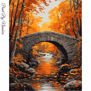 Paint By Numbers Autum Bridge 40x50 - Leverans Vecka 21-22