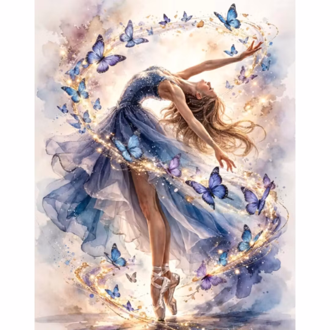 Diamanttavla Dancer Butterflies 40x50 - Leverans v. 23-24