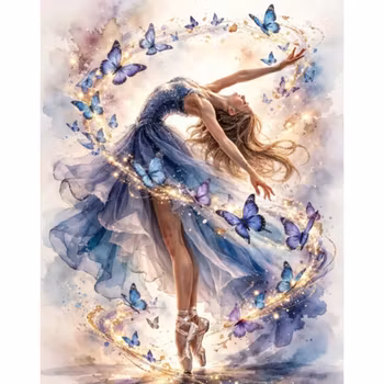 Diamanttavla Dancer Butterflies 40x50 - Leverans v. 23-24