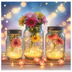 Diamanttavla Flowers In Jars 40x40 - Leverans vecka 23-24