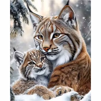 Diamanttavla Snow Lynx 40x50- Leverans v. 23-24
