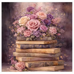 Diamanttavla Books Flowers 40x40 - Leverans vecka 23-24