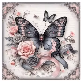 Diamanttavla Black Butterfly 40x40 - Leverans vecka 23-24