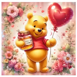 Diamanttavla Pooh Honey 40x40 - Leverans vecka 23-24