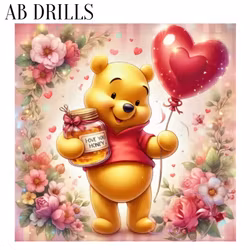 Diamanttavla AB Drills Pooh Honey 40x40 (Runda Pärlor)