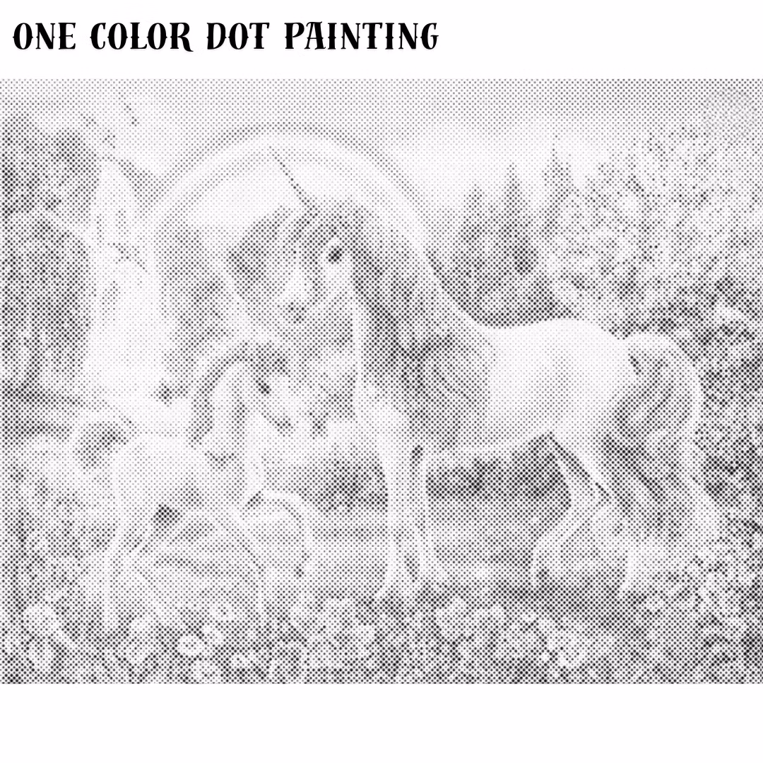 One Color Dot Painting Unicorns 40x50