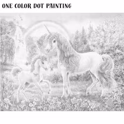 One Color Dot Painting Unicorns 40x50