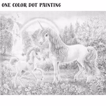 One Color Dot Painting Unicorns 40x50