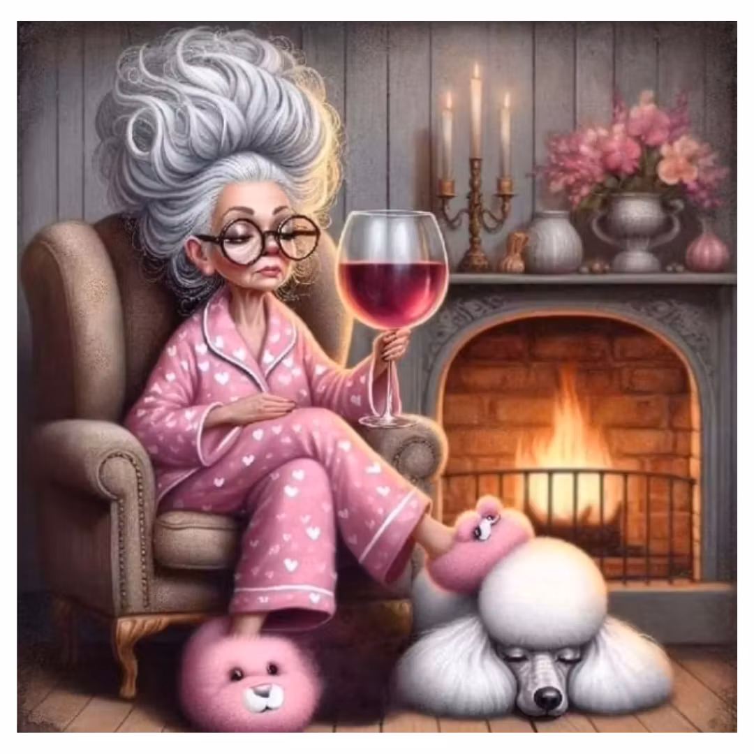 Diamanttavla Chilling Granny 50x50