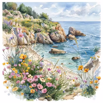 Diamanttavla Stjärntecken Strandblommor 40x40