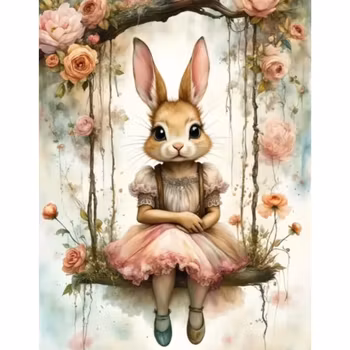 Diamanttavla Rabbit Swing 40x50