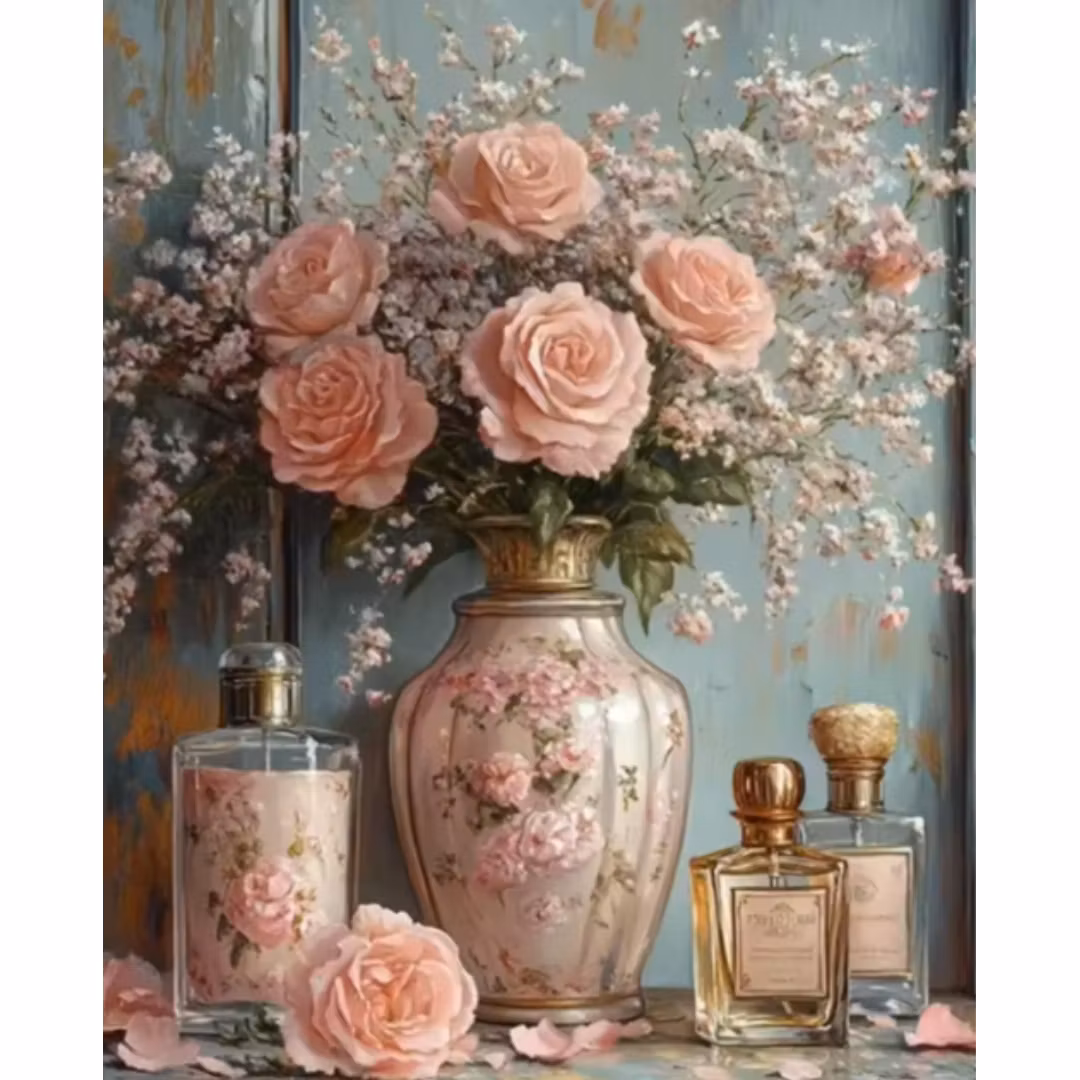 Diamanttavla Roses And Parfumes 40x50